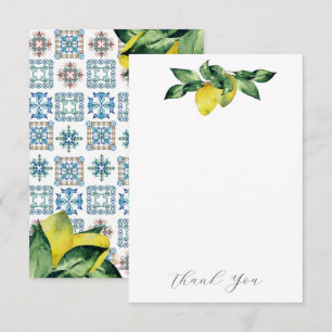 Wedding Thank You Cards Blue & Yellow Lemons