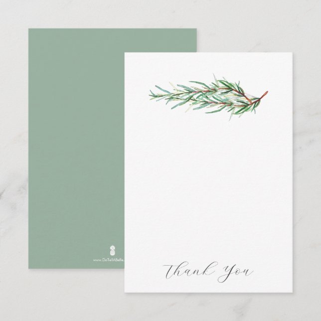 Wedding Thank You Cards Elegant Rosemary (Front/Back)