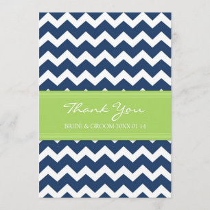 Wedding Thank You Cards Lime Blue Chevron