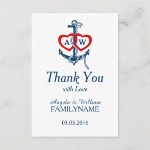 Wedding thank you cards Nautical anchor set