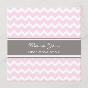 Wedding Thank You Cards Pink Grey Chevron