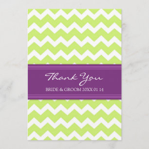 Wedding Thank You Cards Plum Lime Chevron