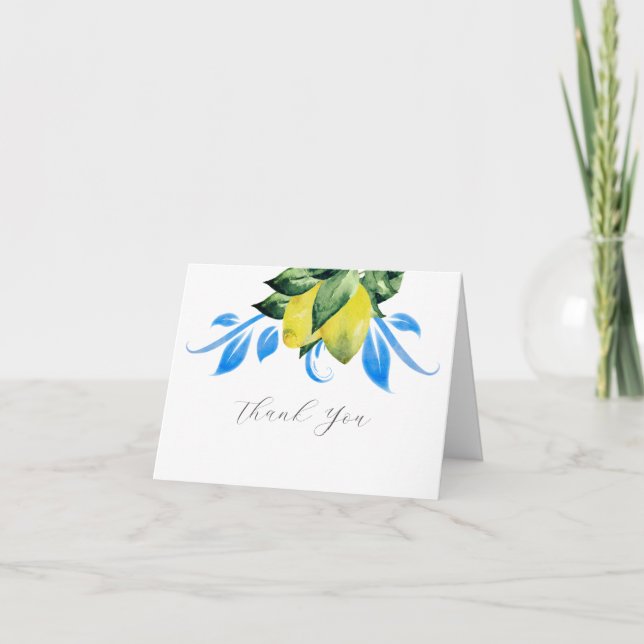 Wedding Thank You Cards Template Lemons Watercolor (Front)