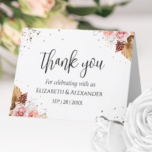 Wedding Thank you Cards Watercolor Boho Glitter