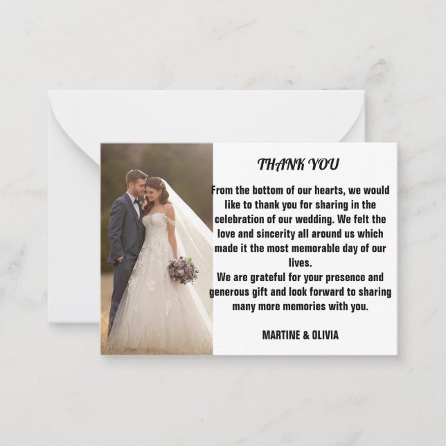  Wedding Thank You Cards with message (Front)