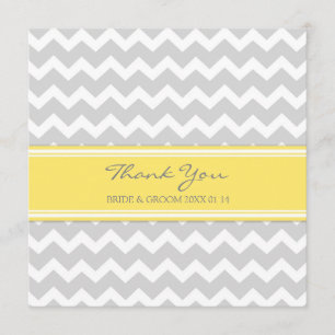 Wedding Thank You Cards Yellow Grey Chevron