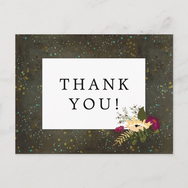 Wedding Thank You Chalkboard Gold Silver Stars Postcard (Front)