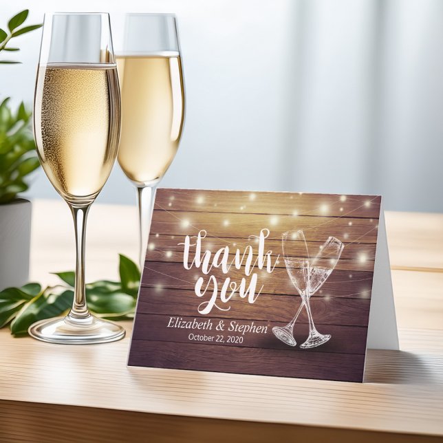 Wedding Thank You Champagne Glasses Wood Lights (Creator Uploaded)