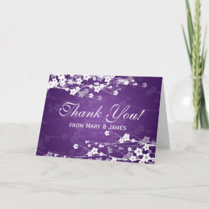 Wedding "Thank you"  Cherry Blossom Purple Thank You Card
