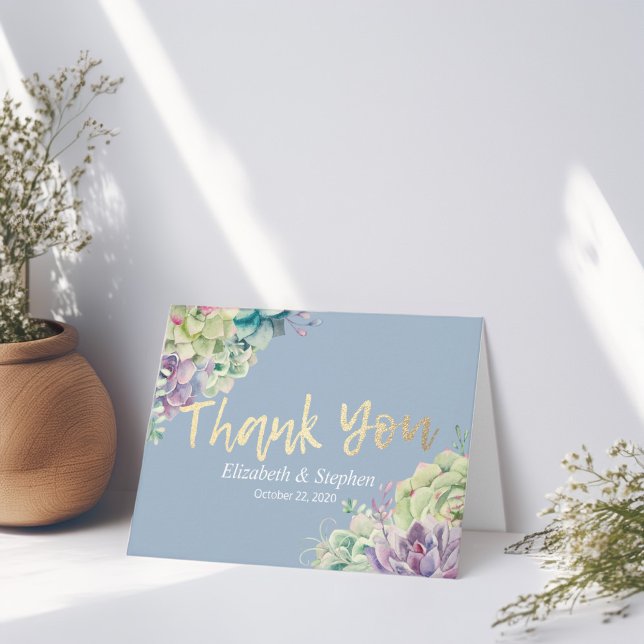 Wedding Thank You Chic Watercolor Succulent Plants (Creator Uploaded)