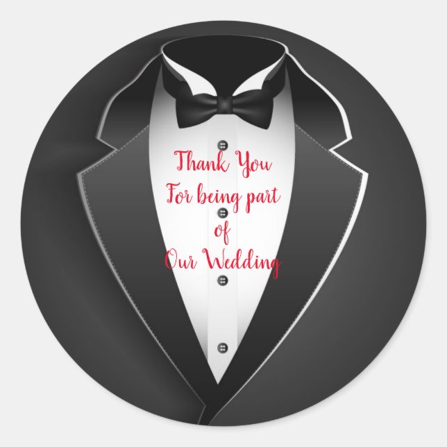 Wedding Thank You Classic Round Sticker (Front)