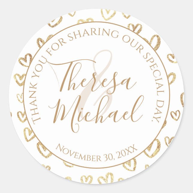 Wedding Thank You Classic Round Sticker (Front)