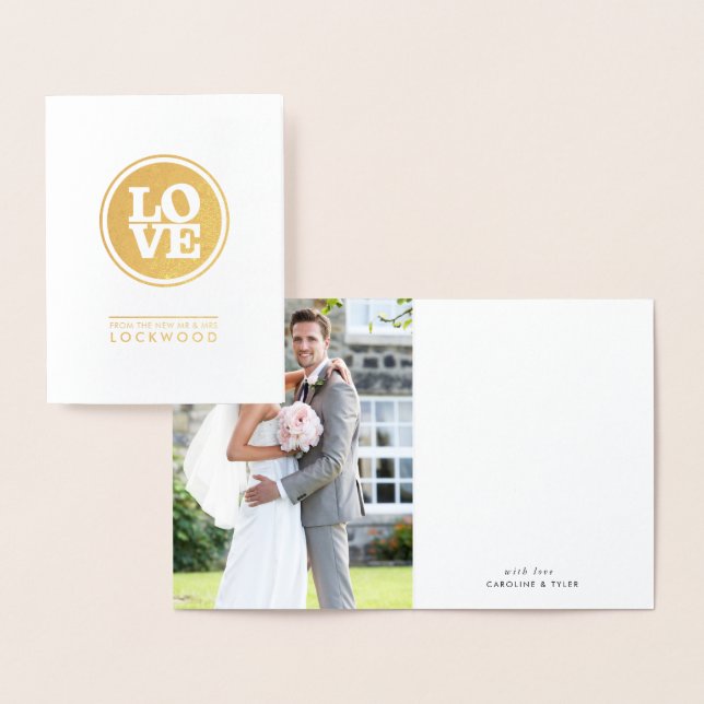WEDDING THANK YOU couple newlywed minimal love Foil Card (Display)