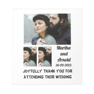 Wedding Thank You custom 3 Photo Collage Notepad