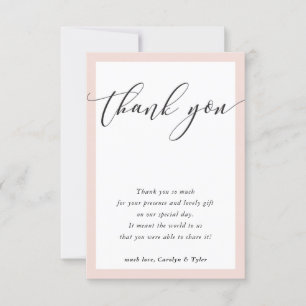 WEDDING THANK YOU cute elegant black blush pink Card