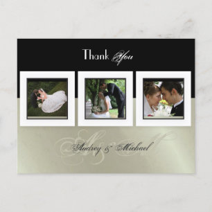 WEDDING THANK YOU DIY COLOR/ 3 PHOTO FRAMES POSTCARD