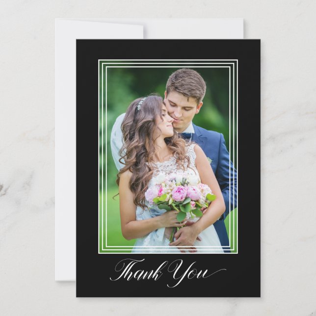 Wedding Thank You Elegant Script 2 Photo Thank You Card (Front)