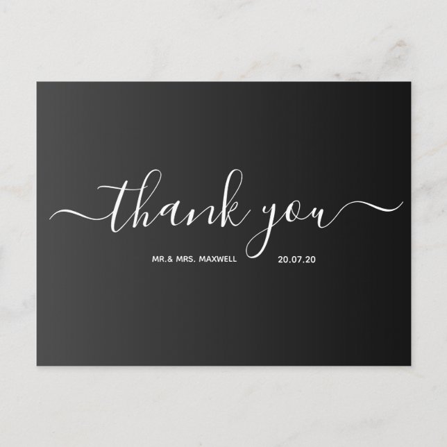 Wedding Thank You | Elegant Script Postcard (Front)