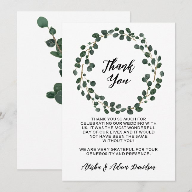 Wedding Thank You Eucalyptus Glitter Leaves (Front/Back)