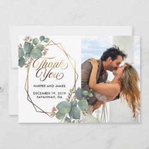 Wedding thank you eucalyptus photo card