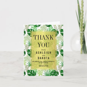 Wedding Thank You   Exotic Green Tropical Leaves Card