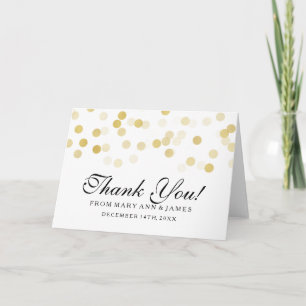 Wedding "Thank you" Faux Gold Foil Glitter Lights Thank You Card