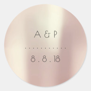 Wedding Thank You Favor Rose Gold Pink Silk Classic Round Sticker
