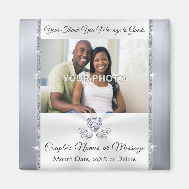 Wedding Thank You Favors, PHOTO, Personalized Magnet (Front)