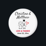 Wedding Thank You Favour Cute Couple Magnet<br><div class="desc">A cute unique cartoon couple wedding favour magnet you can give to your family and friends as a thank you gift for attending your wedding!  Personalise with your names and wedding date.</div>