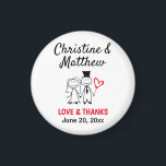 Wedding Thank You Favour Cute Couple Magnet<br><div class="desc">A cute unique cartoon couple wedding favour magnet you can give to your family and friends as a thank you gift for attending your wedding!  Personalise with your names and wedding date.</div>
