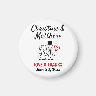 Wedding Thank You Favour Cute Couple Magnet