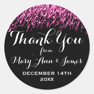 Wedding Thank You Favour Tag Falling Stars Pink