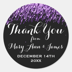 Wedding Thank You Favour Tag Falling Stars Purple