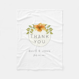 Wedding Thank You Favour Watercolor Star Flower Fleece Blanket