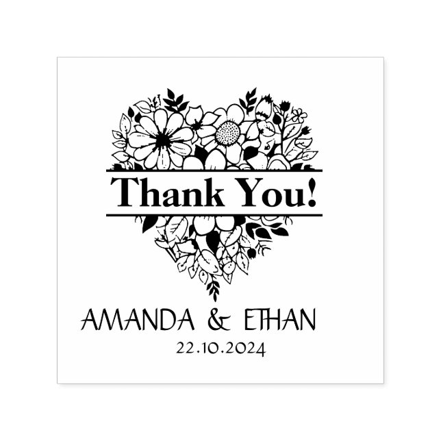 Wedding Thank you  Flowers Heart Theme Self-inking Stamp (Design)