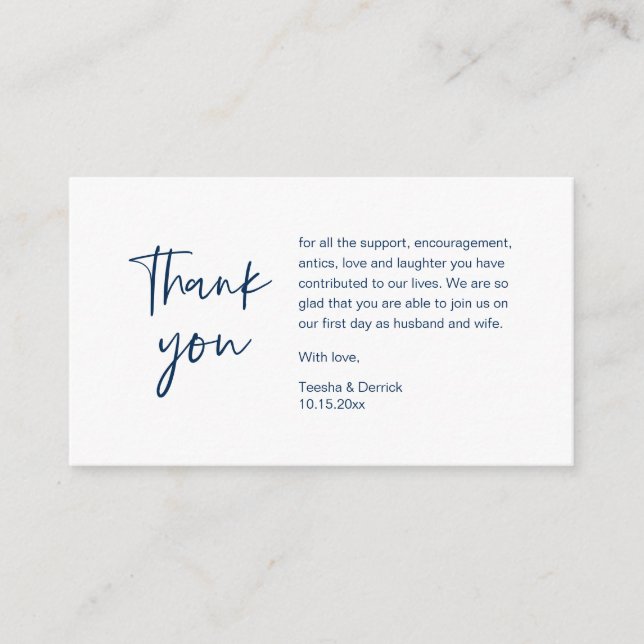 Wedding Thank you for attending, modern minimalist Enclosure Card (Front)