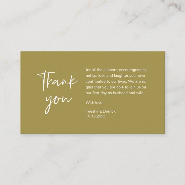 Wedding Thank you for attending, modern minimalist Enclosure Card (Front)