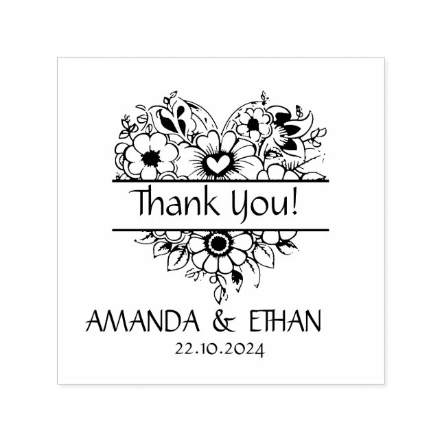 Wedding Thank you  Foral Theme Self-inking Stamp (Design)