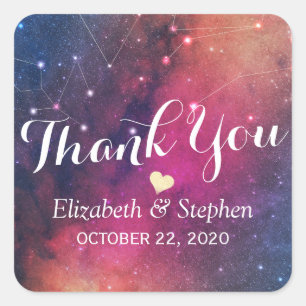 Wedding Thank You Galaxy Star Nebula Constellation Square Sticker