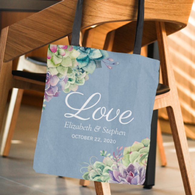 Wedding Thank You Gift Bags Watercolor Succulents (Creator Uploaded)