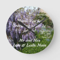 Wedding Thank You Gift Wisteria Round Clock