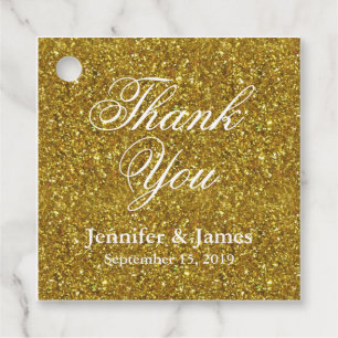 Wedding Thank You Glitter Gold Favour Tags