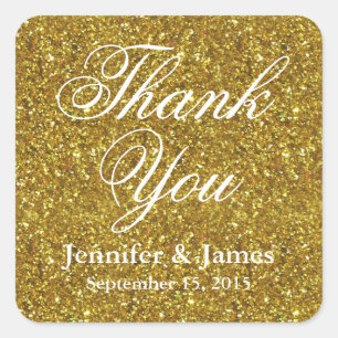 Wedding Thank You Glitter Gold Sticker
