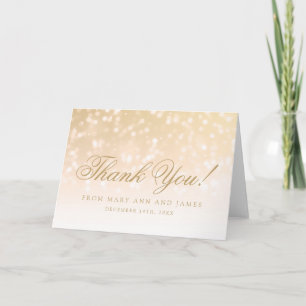 Wedding "Thank you" Gold Bokeh Sparkle Lights Thank You Card