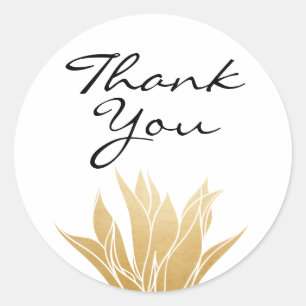 Wedding Thank You Gold Floral Classic Round Sticker