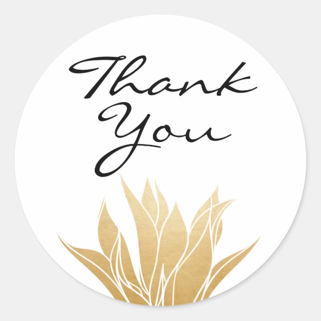  Wedding Thank You Gold Floral Classic Round Sticker (Front)
