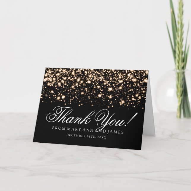 Wedding "Thank you" Gold Midnight Glam Thank You Card (Front)