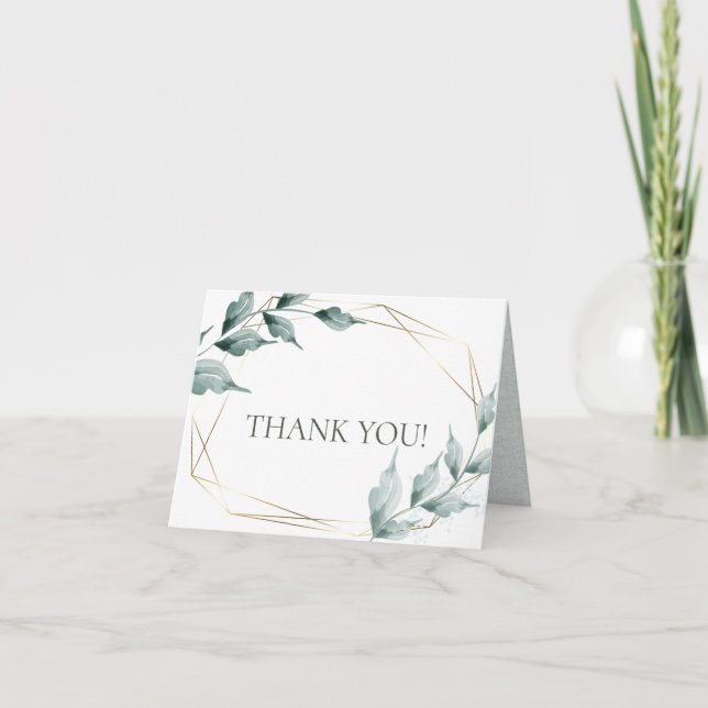 Wedding Thank You  | Greyed Jade Green Botanical (Front)