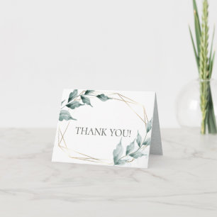 Wedding Thank You    Greyed Jade Green Botanical Card
