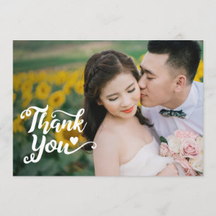 Wedding Thank You   Handwritten Script Over Photo Invitation